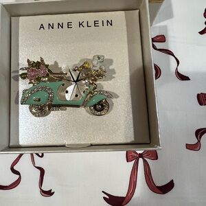 Anne Klein Gold and Mint Green Scooter Pin